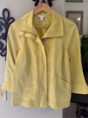 Charter Club Pale Yellow Zip-Front Jacket